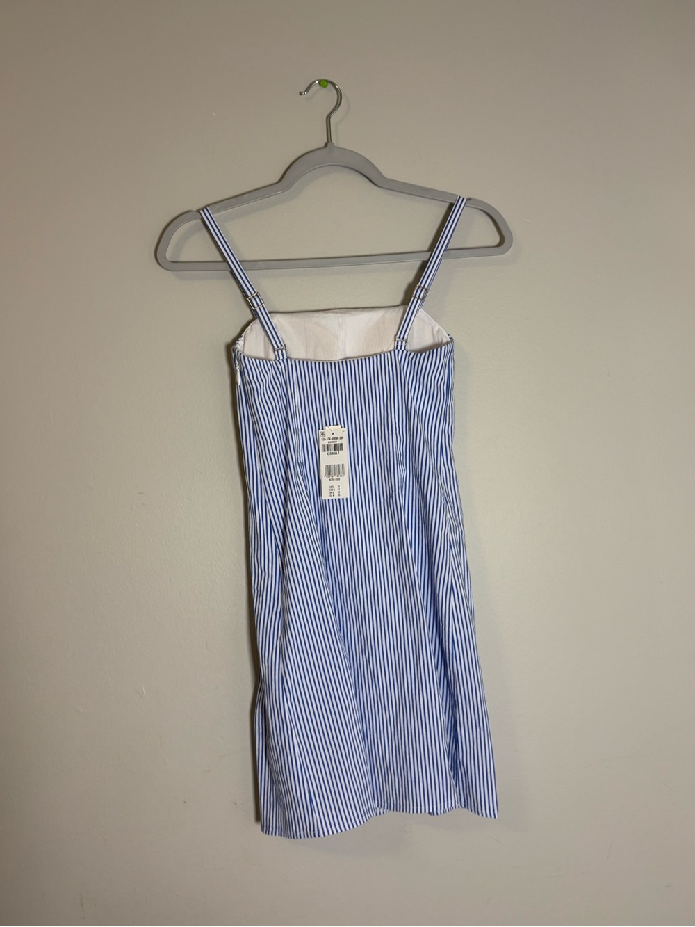 A&F Striped Light Blue Square-Neck Mini Dress - Picture 4 of 7